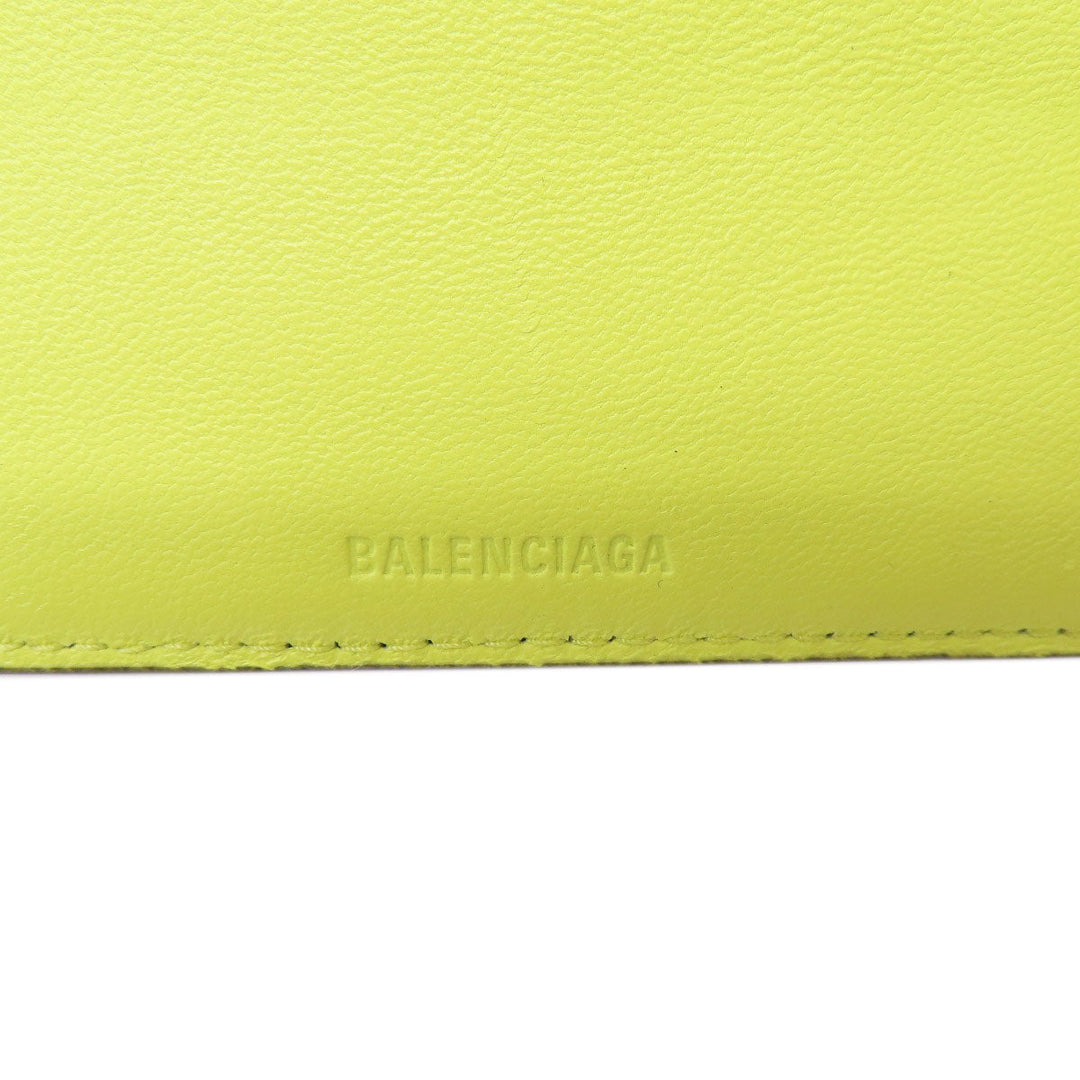 BALENCIAGA Bifold Wallet 664038 leather black logo mens Used Authentic