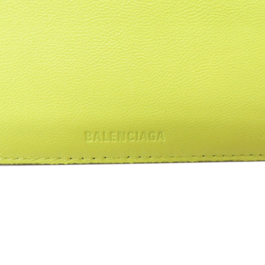 BALENCIAGA Bifold Wallet 664038 leather black logo mens Used Authentic