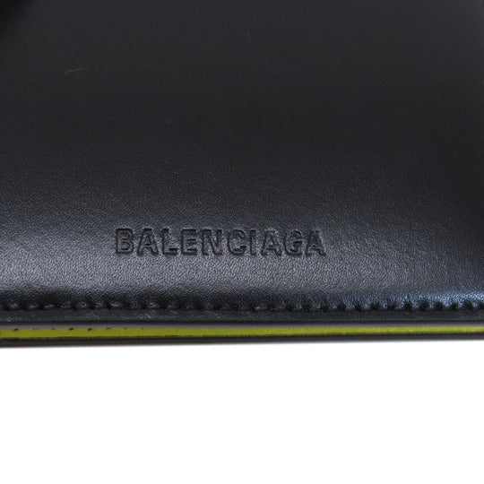 BALENCIAGA Bifold Wallet 664038 leather black logo mens Used Authentic