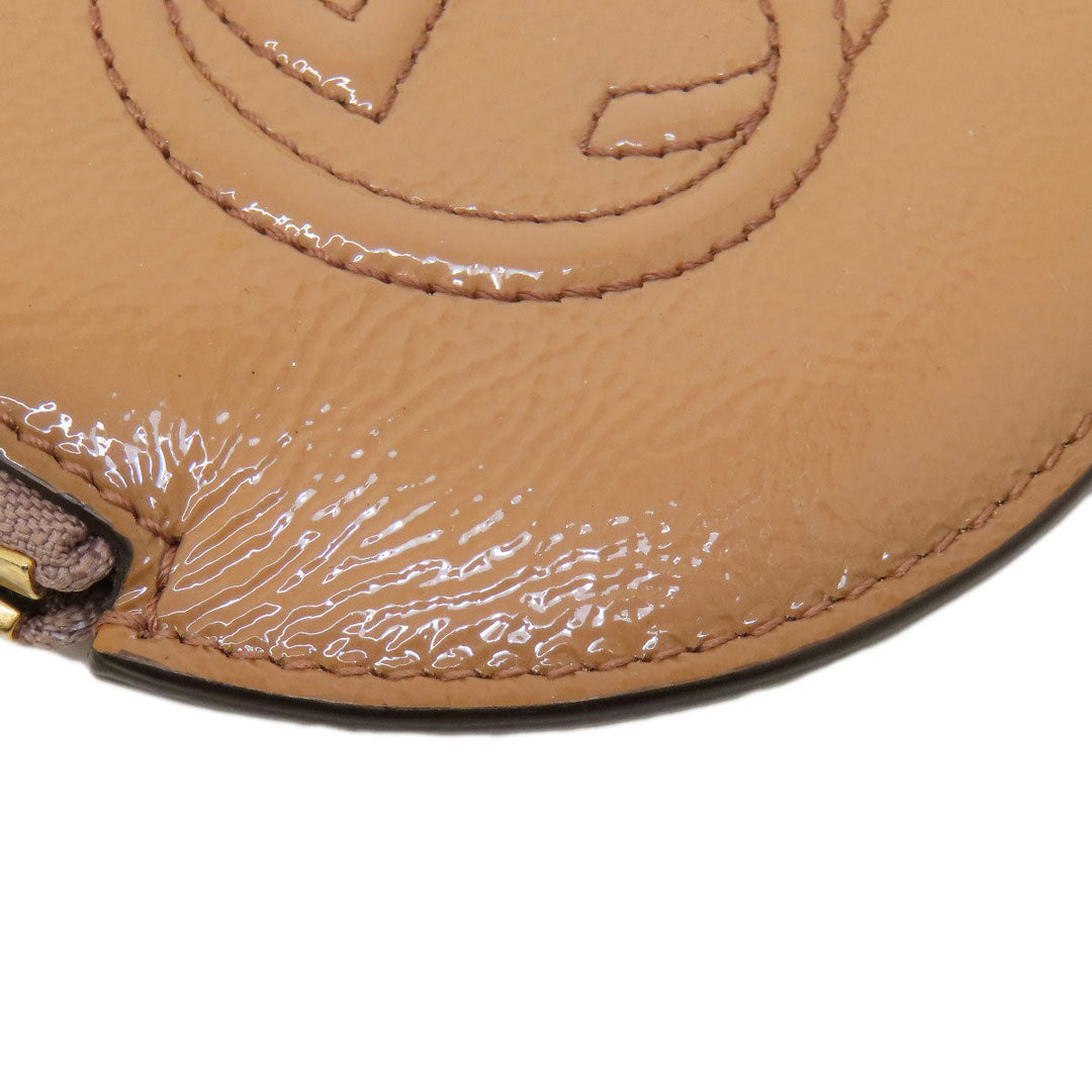 GUCCI Coin case 337946 Patent leather beige Interlocking G