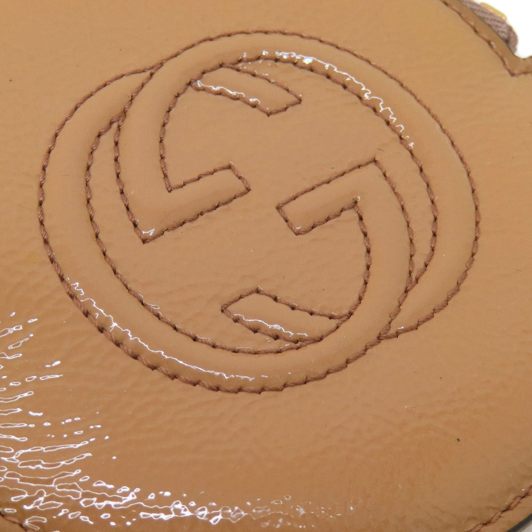 GUCCI Coin case 337946 Patent leather beige Interlocking G