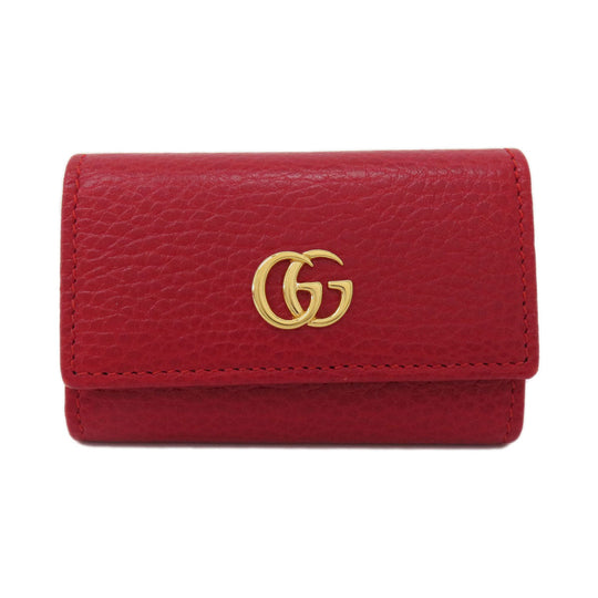 GUCCI Key case Key holder  456118 leather Red GG Marmont Women Used Authentic