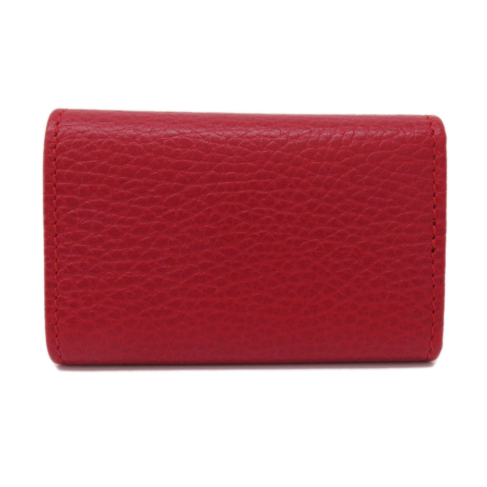 GUCCI Key case Key holder  456118 leather Red GG Marmont Women Used Authentic