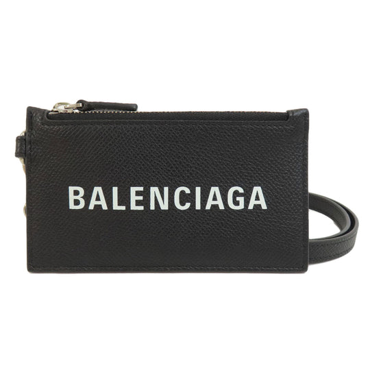 BALENCIAGA Coin case 594548 leather black logo Women(Unisex) Used Authentic