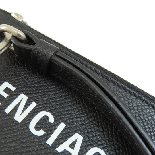BALENCIAGA Coin case 594548 leather black logo Women(Unisex) Used Authentic