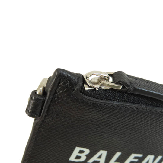 BALENCIAGA Coin case 594548 leather black logo Women(Unisex) Used Authentic