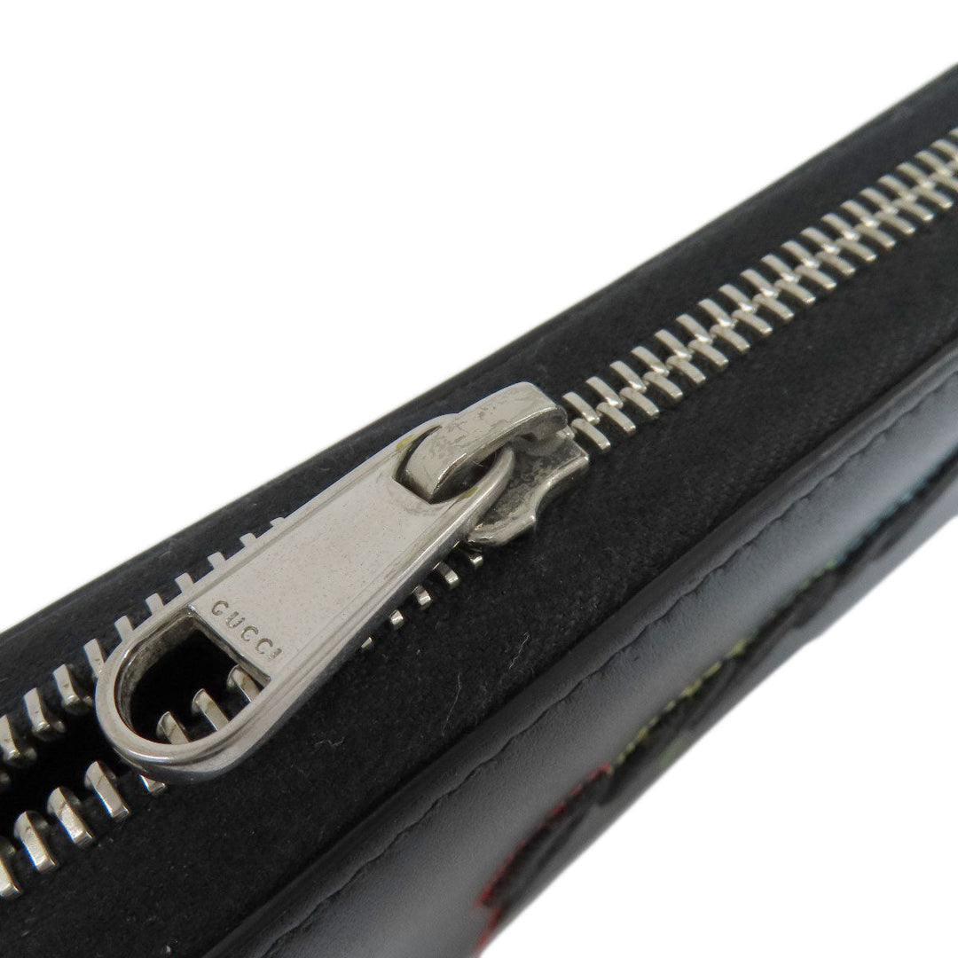 GUCCI Long Wallet Purse 597677 leather black Embryoidery Women(Unisex) Used Authentic