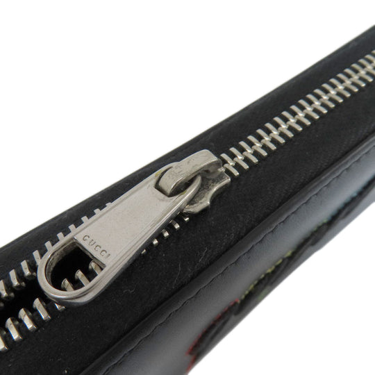 GUCCI Long Wallet Purse 597677 leather black Embryoidery Women(Unisex) Used Authentic