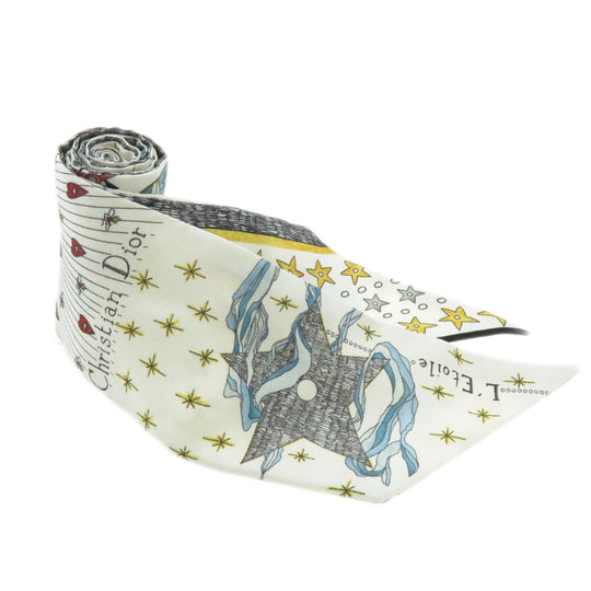 Christian Dior scarf silk white Mitsa Tarot Star L Etoile Women Used Authentic