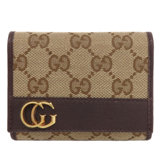 GUCCI Card Case 245762 Canvas, Leather Brown GG Women(Unisex) Used Authentic