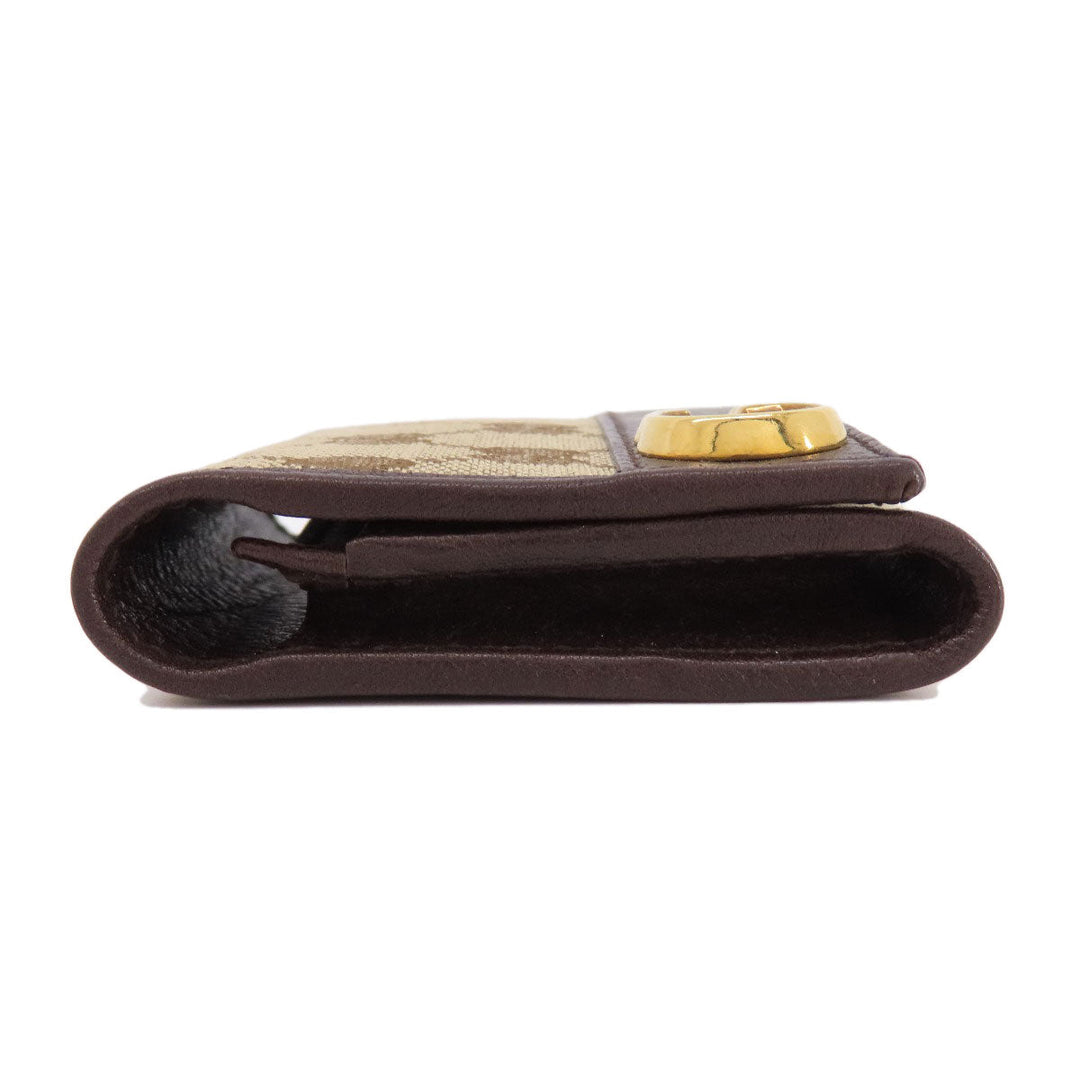 GUCCI Card Case 245762 Canvas, Leather Brown GG Women(Unisex) Used Authentic