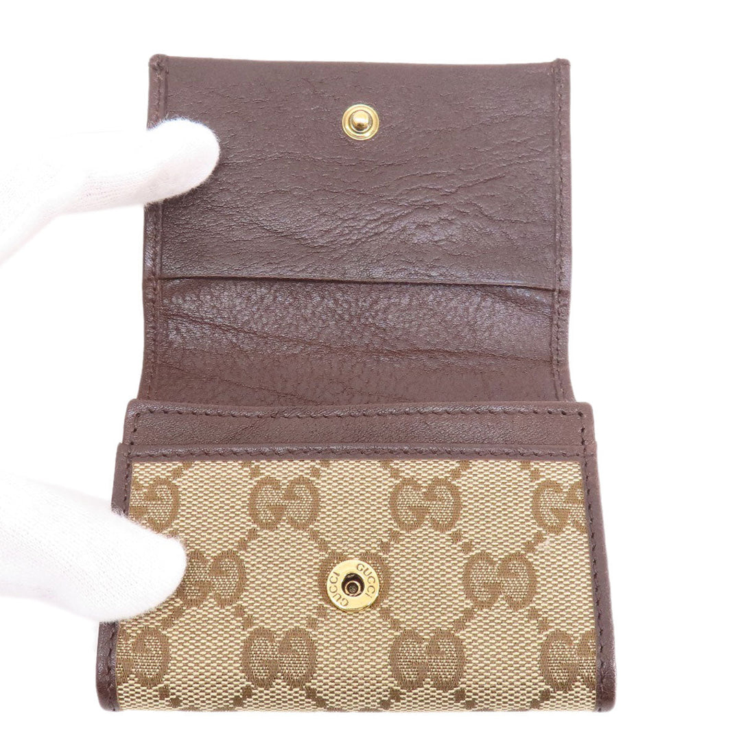 GUCCI Card Case 245762 Canvas, Leather Brown GG Women(Unisex) Used Authentic
