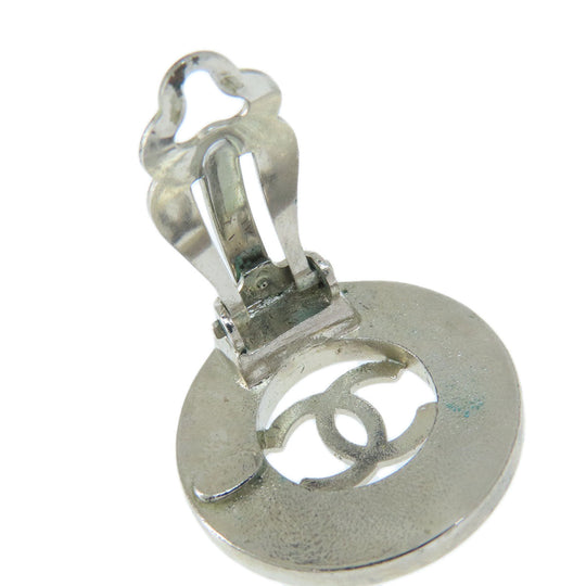 CHANEL Earring metallic Silver COCO Mark Women Used Authentic