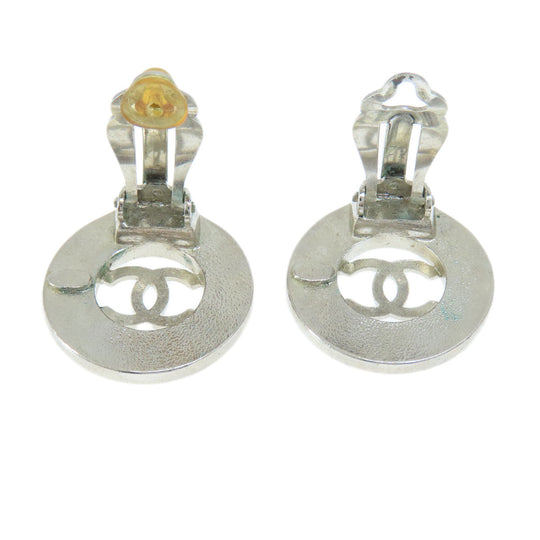 CHANEL Earring metallic Silver COCO Mark Women Used Authentic