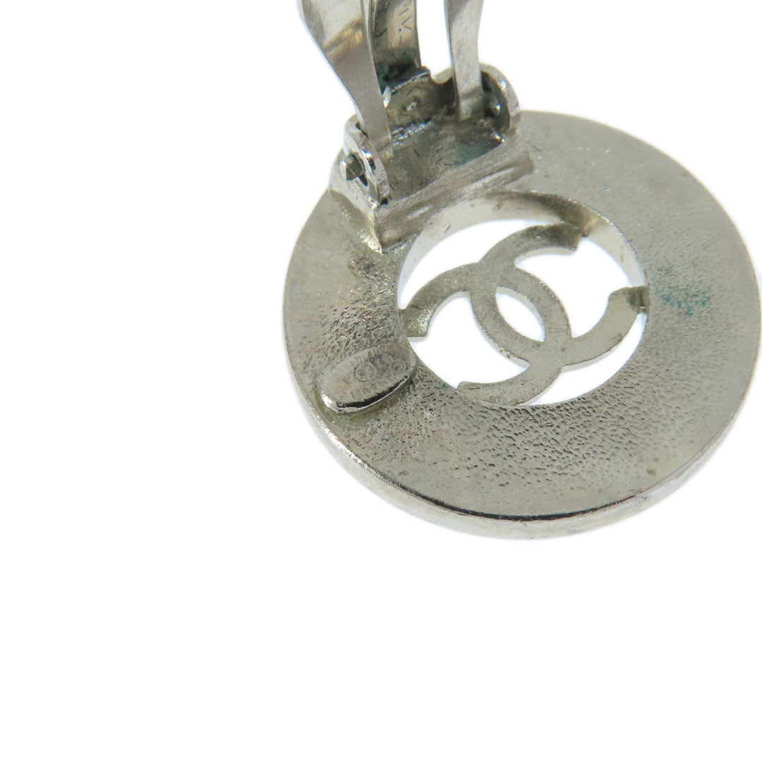 CHANEL Earring metallic Silver COCO Mark Women Used Authentic