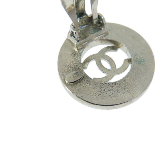 CHANEL Earring metallic Silver COCO Mark Women Used Authentic