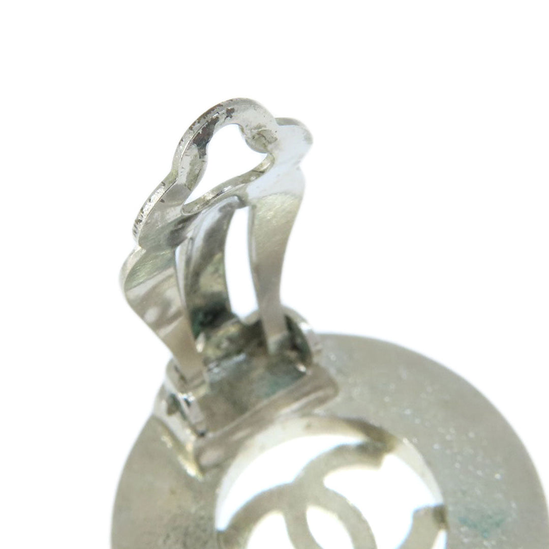 CHANEL Earring metallic Silver COCO Mark Women Used Authentic
