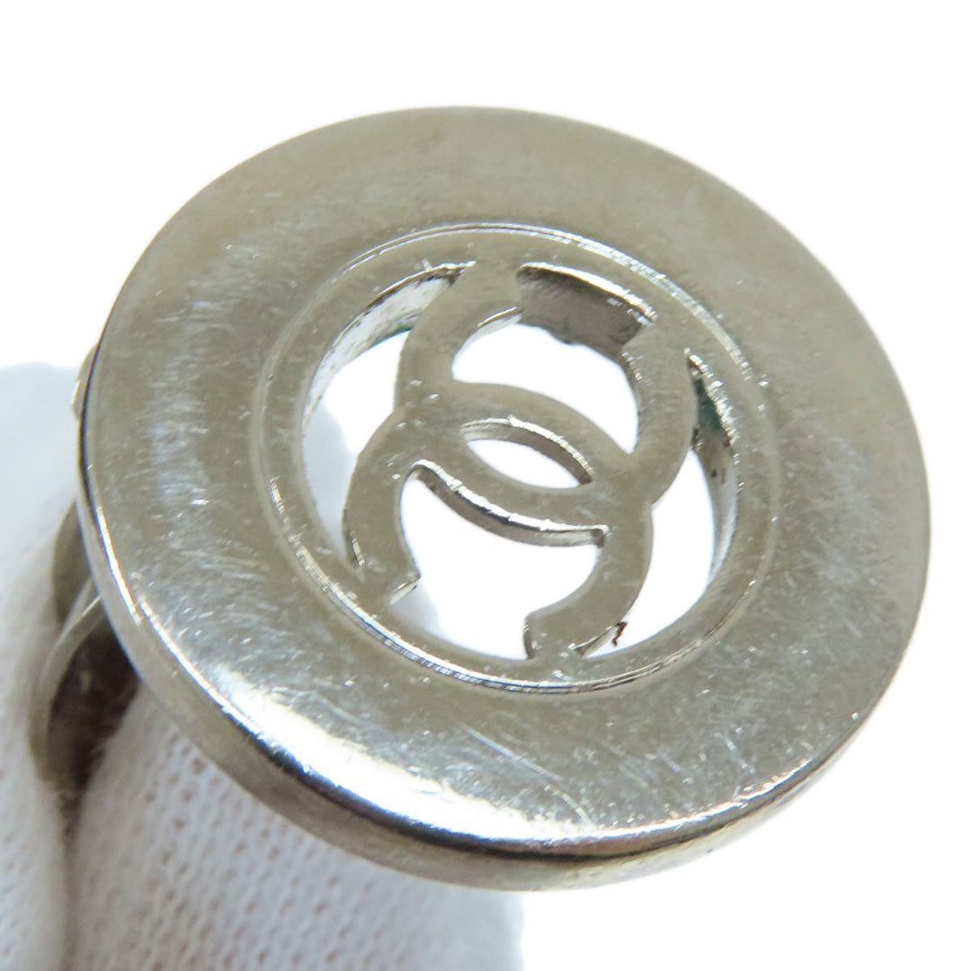 CHANEL Earring metallic Silver COCO Mark Women Used Authentic
