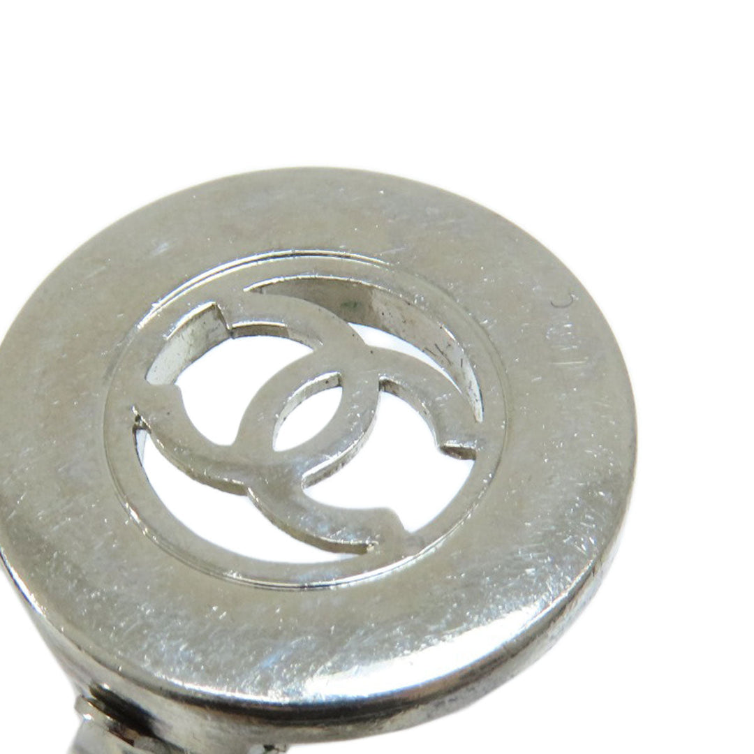 CHANEL Earring metallic Silver COCO Mark Women Used Authentic