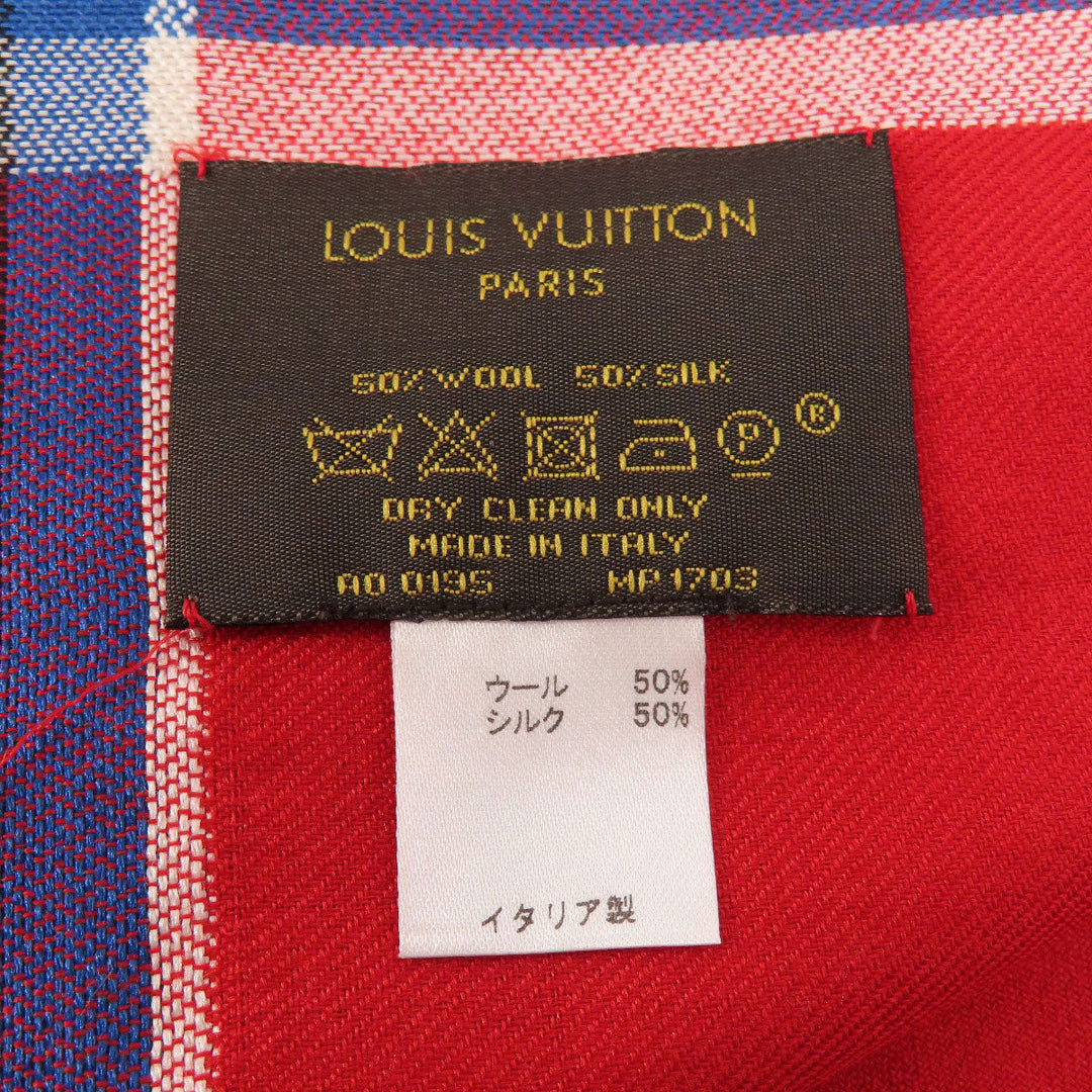 LOUIS VUITTON Stall MP1703 Wool, Silk Red logo Women Used Authentic