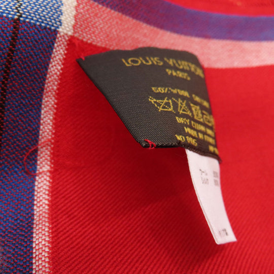 LOUIS VUITTON Stall MP1703 Wool, Silk Red logo Women Used Authentic