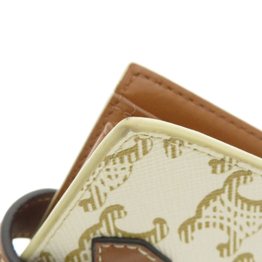 CELINE Bifold Wallet leather white Macadam Women Used Authentic