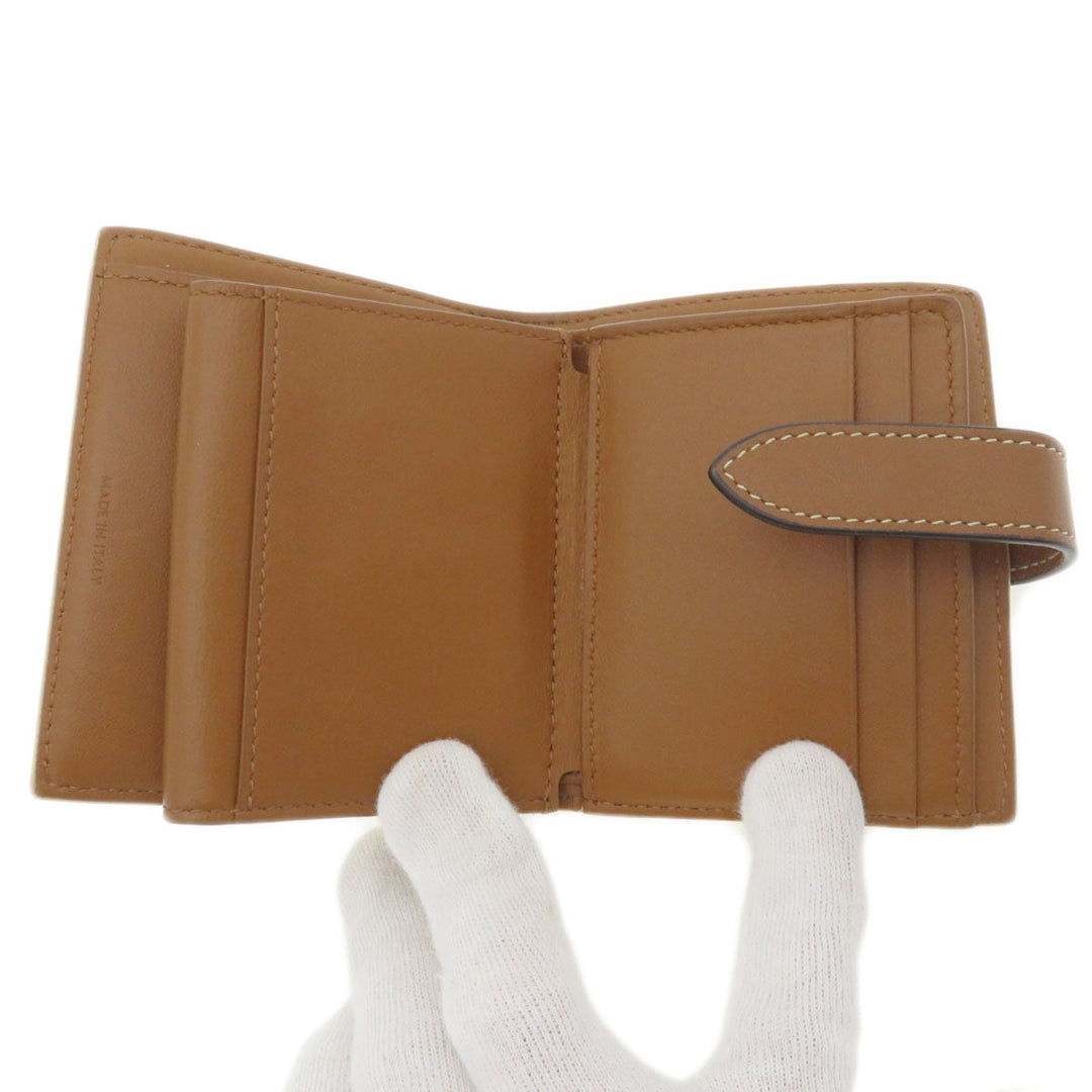 CELINE Bifold Wallet leather white Macadam Women Used Authentic