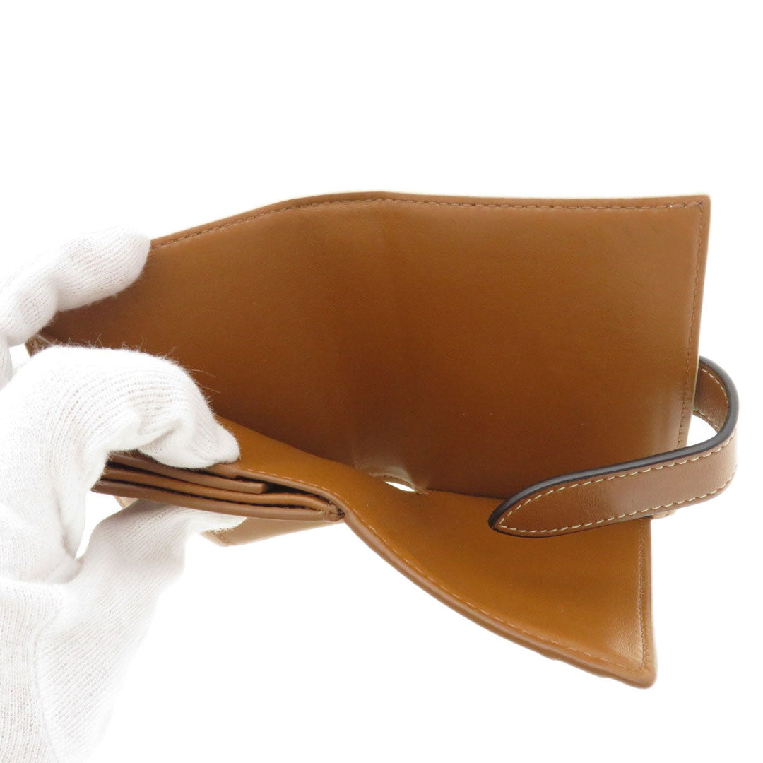 CELINE Bifold Wallet leather white Macadam Women Used Authentic