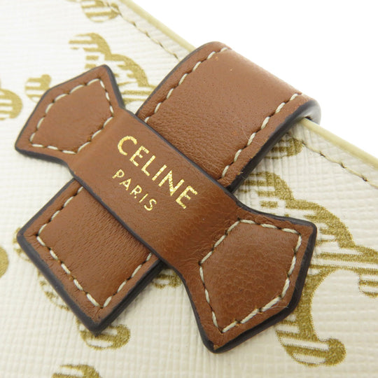 CELINE Bifold Wallet leather white Macadam Women Used Authentic