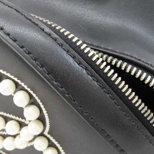 FENDI Backpack Calfskin black Ribbon motif fake pearl