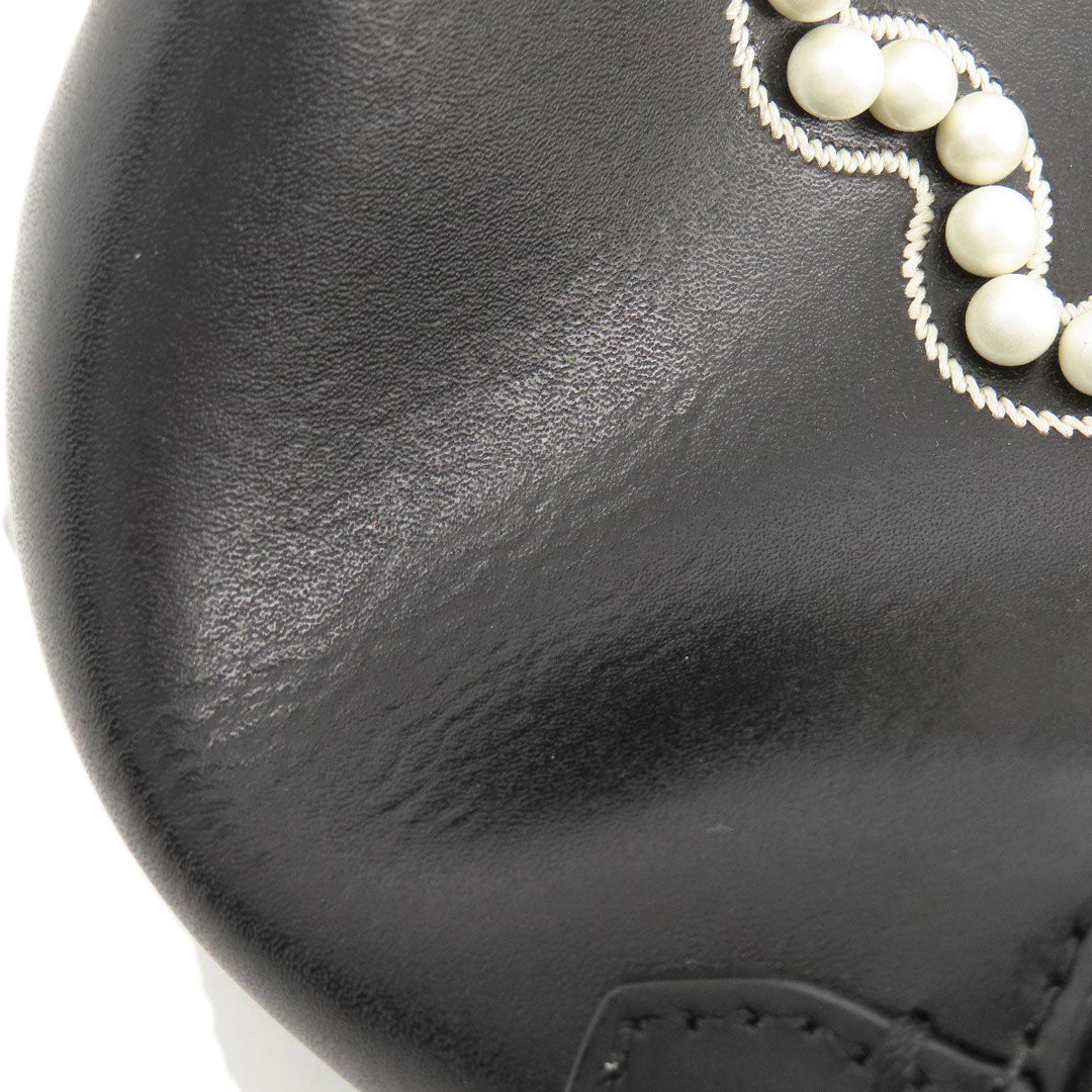 FENDI Backpack Calfskin black Ribbon motif fake pearl