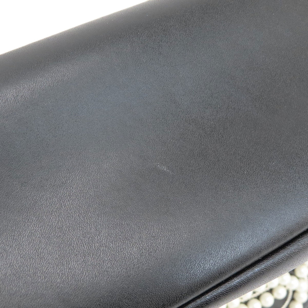 FENDI Backpack Calfskin black Ribbon motif fake pearl