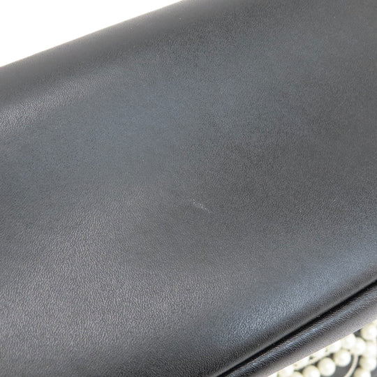 FENDI Backpack Calfskin black Ribbon motif fake pearl