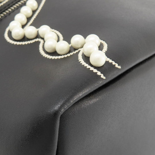FENDI Backpack Calfskin black Ribbon motif fake pearl