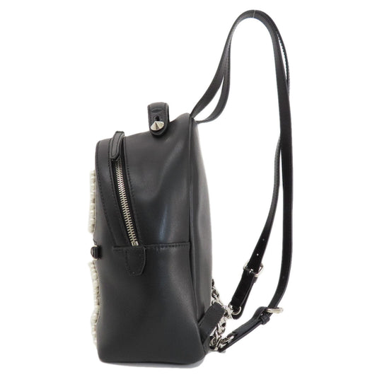 FENDI Backpack Calfskin black Ribbon motif fake pearl