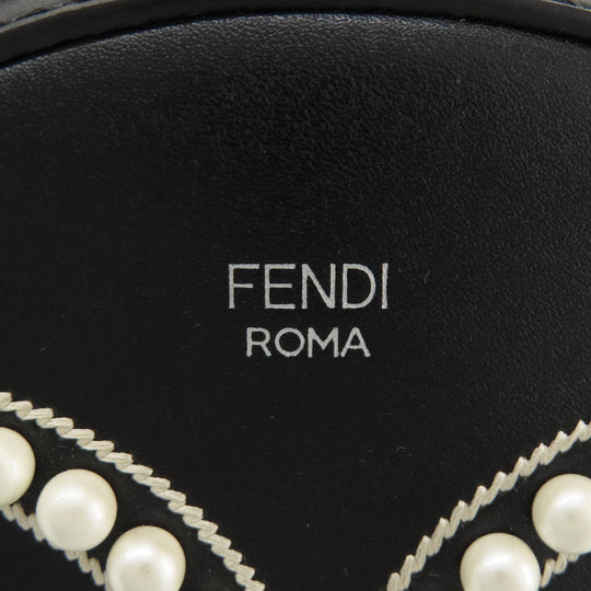 FENDI Backpack Calfskin black Ribbon motif fake pearl