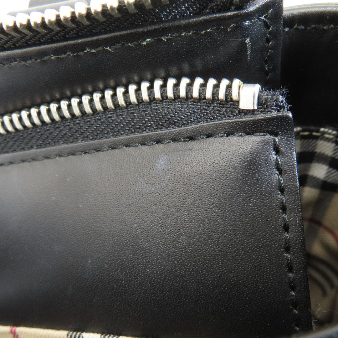 BURBERRY Handbag leather black logoMetal Women Used Authentic
