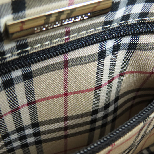 BURBERRY Handbag leather black logoMetal Women Used Authentic