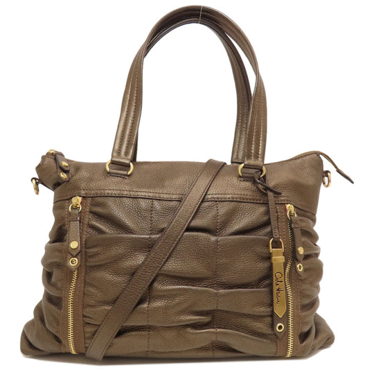 COLE HAAN Tote Bag leather bronze 2WAY Women Used Authentic