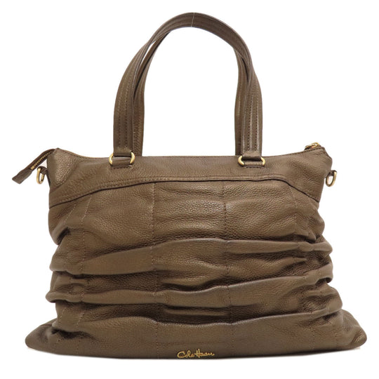 COLE HAAN Tote Bag leather bronze 2WAY Women Used Authentic