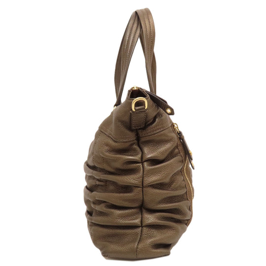 COLE HAAN Tote Bag leather bronze 2WAY Women Used Authentic