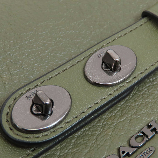 COACH Tote Bag F35359 leather green logoMetal Women Used Authentic