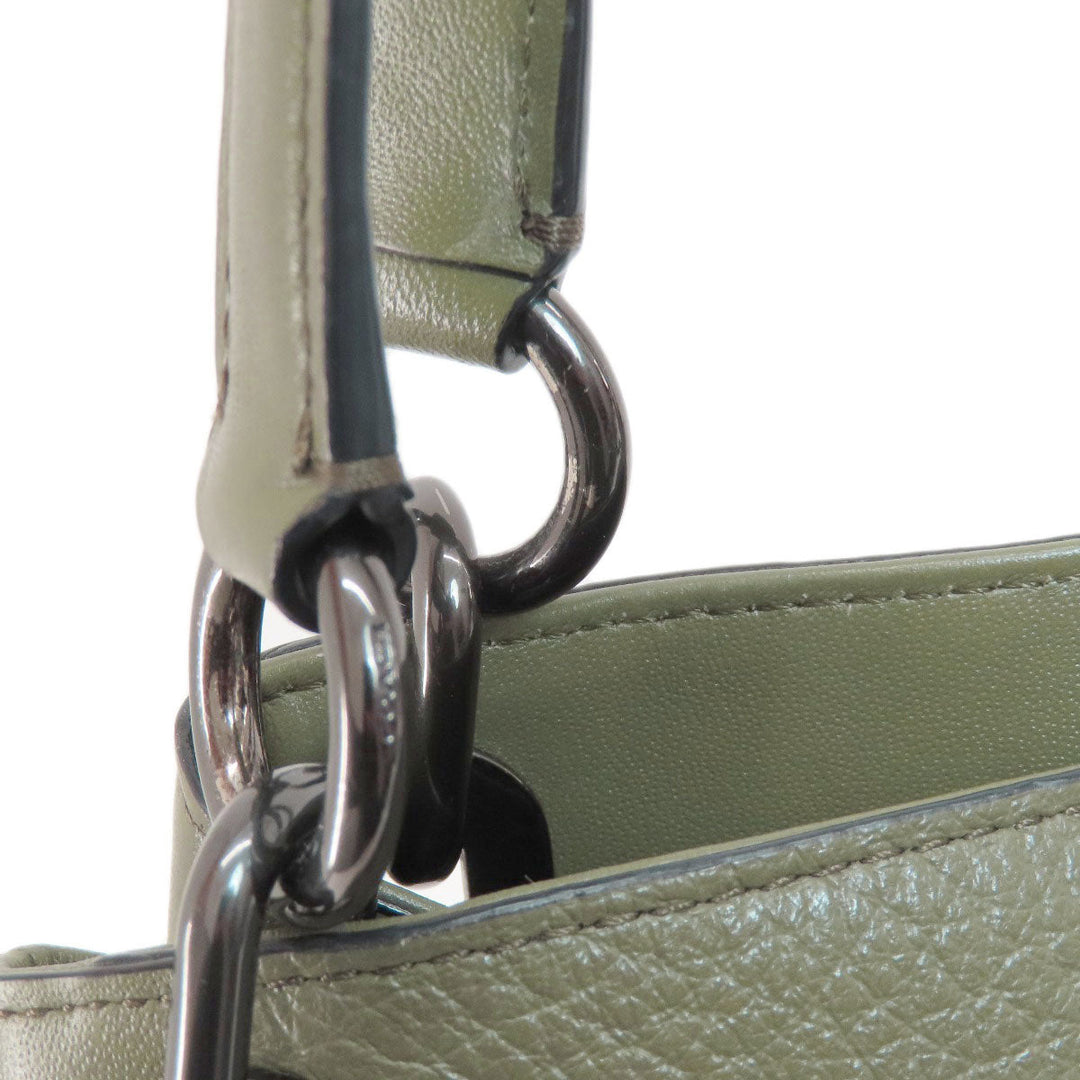COACH Tote Bag F35359 leather green logoMetal Women Used Authentic