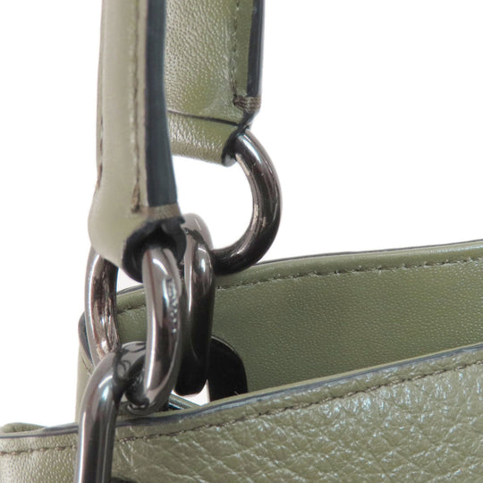 COACH Tote Bag F35359 leather green logoMetal Women Used Authentic