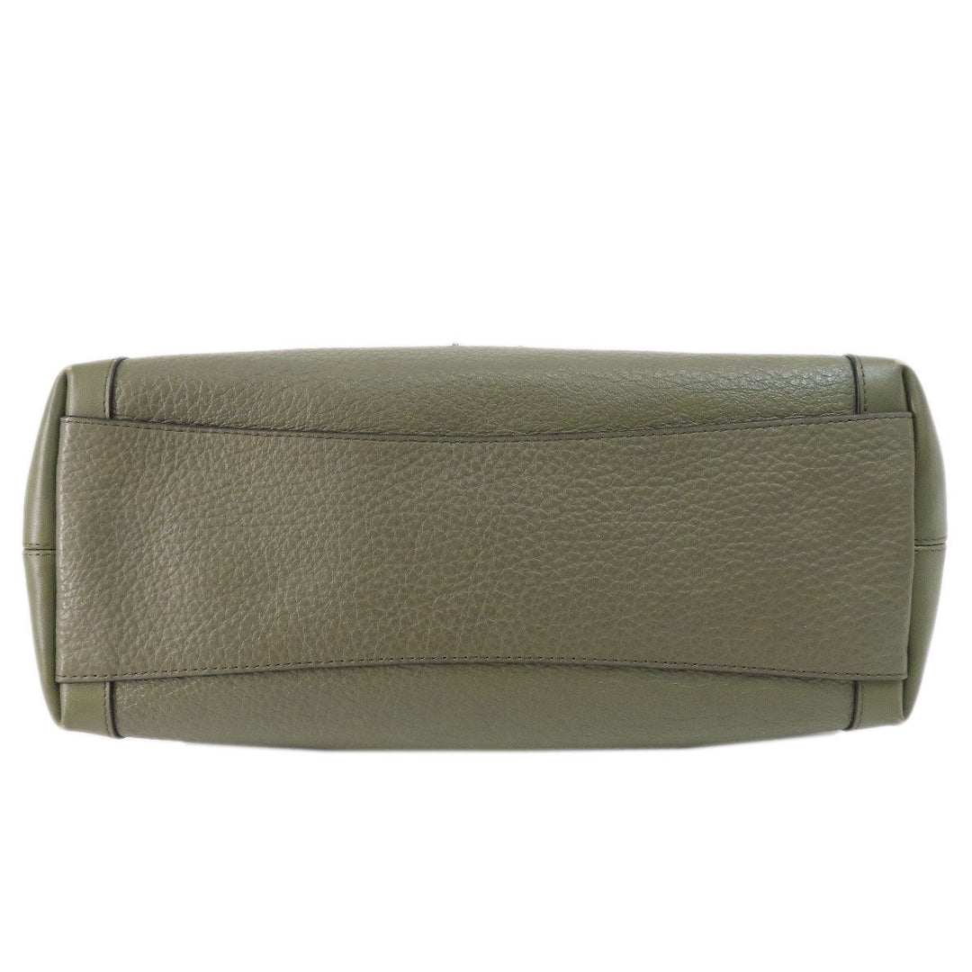 COACH Tote Bag F35359 leather green logoMetal Women Used Authentic