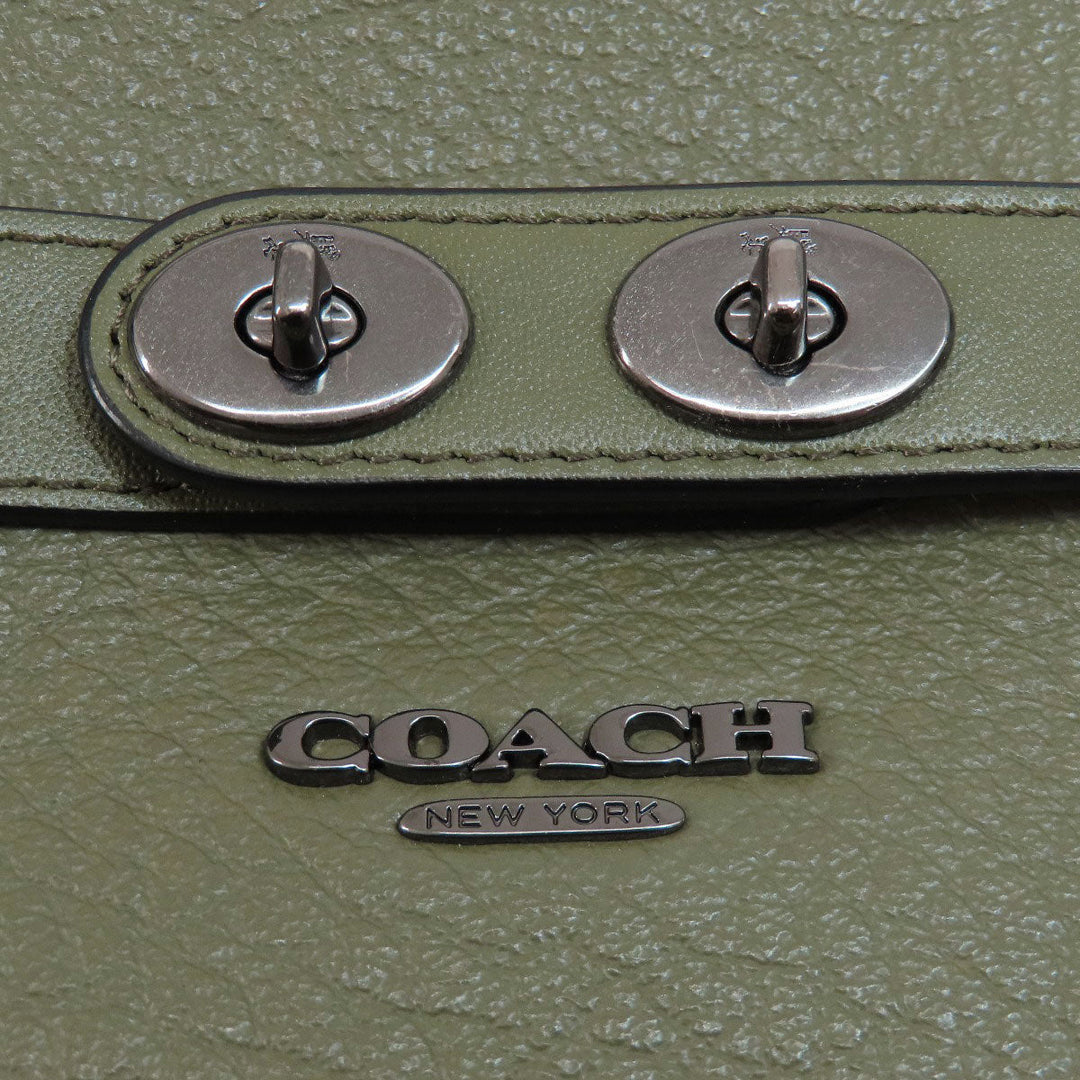 COACH Tote Bag F35359 leather green logoMetal Women Used Authentic