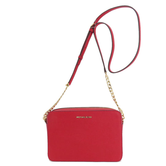 MICHAEL KORS Shoulder Bag leather Red logo Women Used Authentic