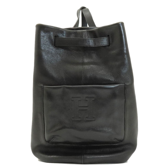 HIROFU Backpack leather black logo