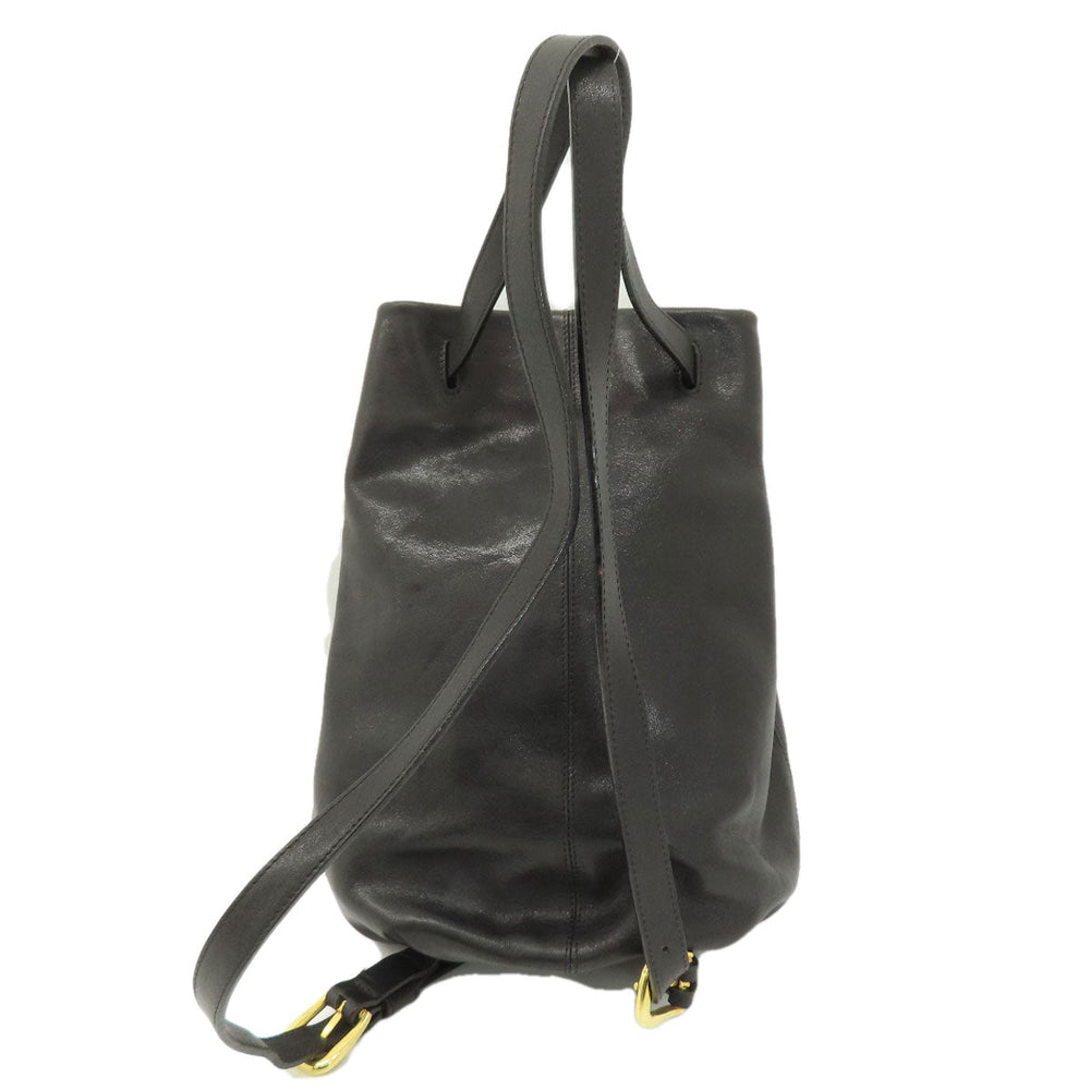 HIROFU Backpack leather black logo