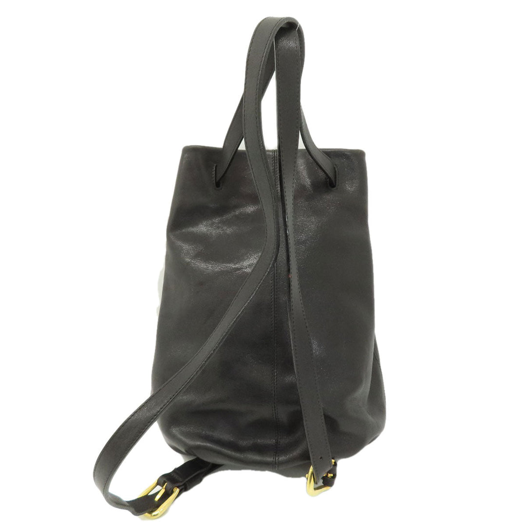 HIROFU Backpack leather black logo